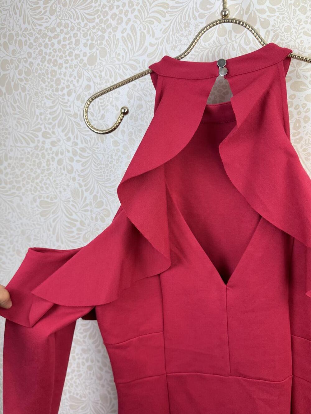 Free People Raspberry Cold Shoulder Ruffle Mini Dress - Size - Medium - NWT - Picture 3 of 9